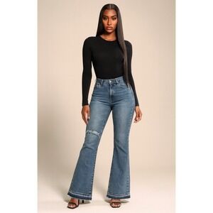 No Boundaries Women's‎ Distressed Flare Jeans Size 17 - Medium Wash